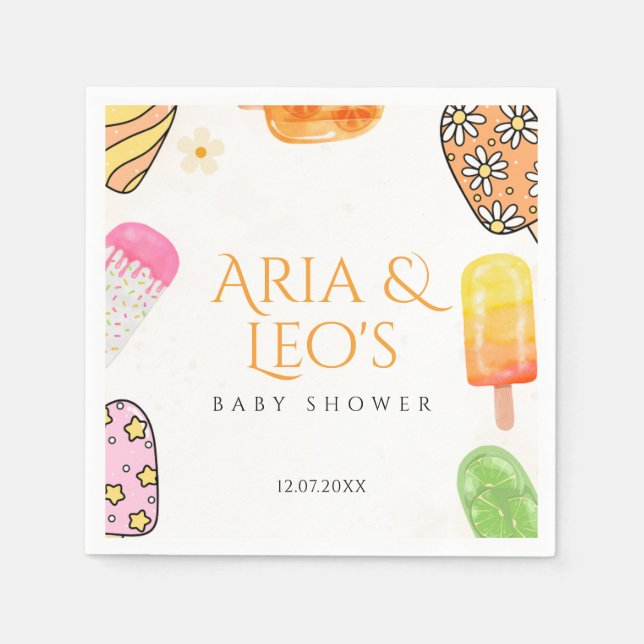 Summer Popsicle Baby Shower Napkins (Front)