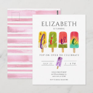 Summer popsicle ice cream birthday party postcard