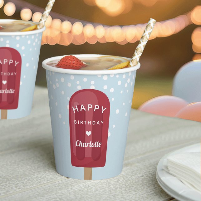 Summer Popsicle Kids Birthday Party Personalized Paper Cups (Creator Uploaded)