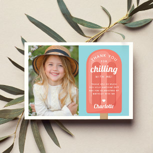 Summer Popsicle Kids Birthday Photo Thank You Card