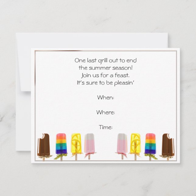 Summer Popsicle Party Invitation (Front)