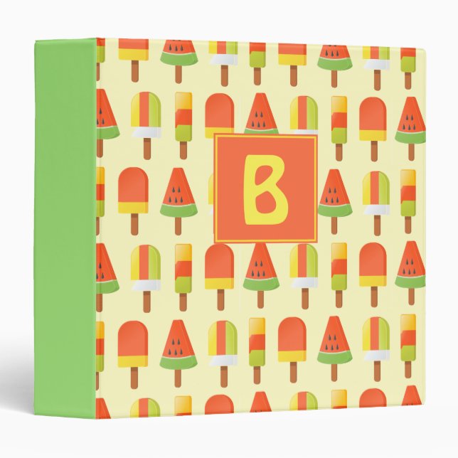 Summer Popsicles Collage Monogrammed Binder (Front/Spine)