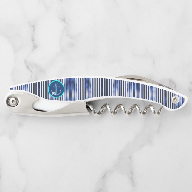 Summer Popular Navy Blue Boat Stripes Collection Corkscrew (Front)