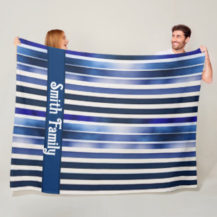 Summer Popular Navy Blue Boat Stripes Collection Fleece Blanket