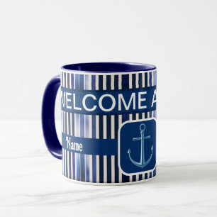 Summer Popular Navy Blue Boat Stripes Collection Mug
