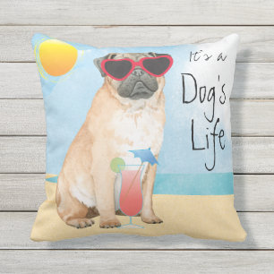 Summer Pug Outdoor Pillow