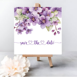 Summer Purple Delicate Violet Flowers Baby Shower Save The Date