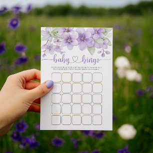 Summer Purple Violet Flower Baby Shower Bingo Game
