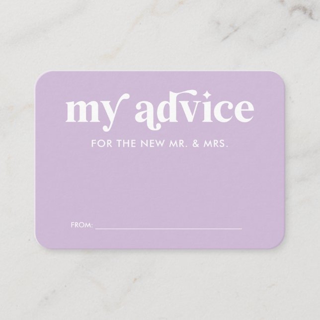 Summer Purple Wedding Advice Card (Front)