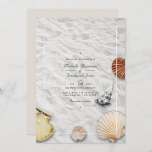 Summer QR Code RSVP Beach Wedding Invitation