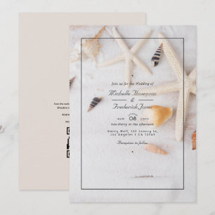 Summer QR Code RSVP Beach Wedding Invitation