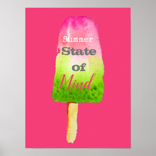 Summer quote popsicle raspberry cute food art poster (Front)