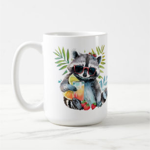 Summer raccoon in sunglasses beach chillout coffee mug