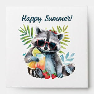 Summer raccoon in sunglasses beach chillout envelope