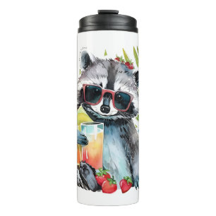 Summer raccoon in sunglasses beach chillout thermal tumbler
