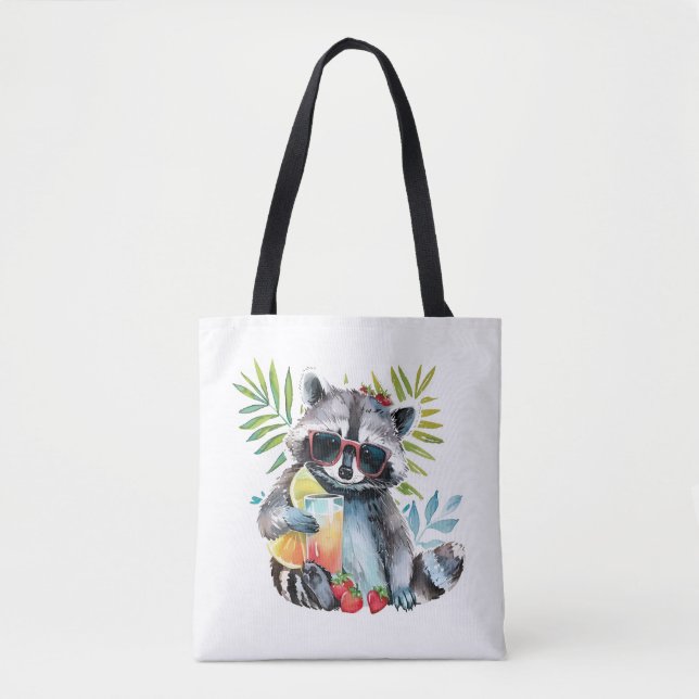 Summer raccoon in sunglasses beach chillout tote bag (Front)