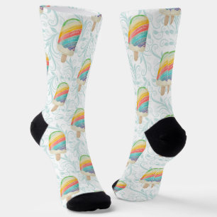 Summer Rainbow Popsicle and Teal Swirls Socks