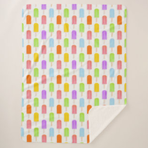 Summer Rainbow Popsicles Pattern Sherpa Blanket