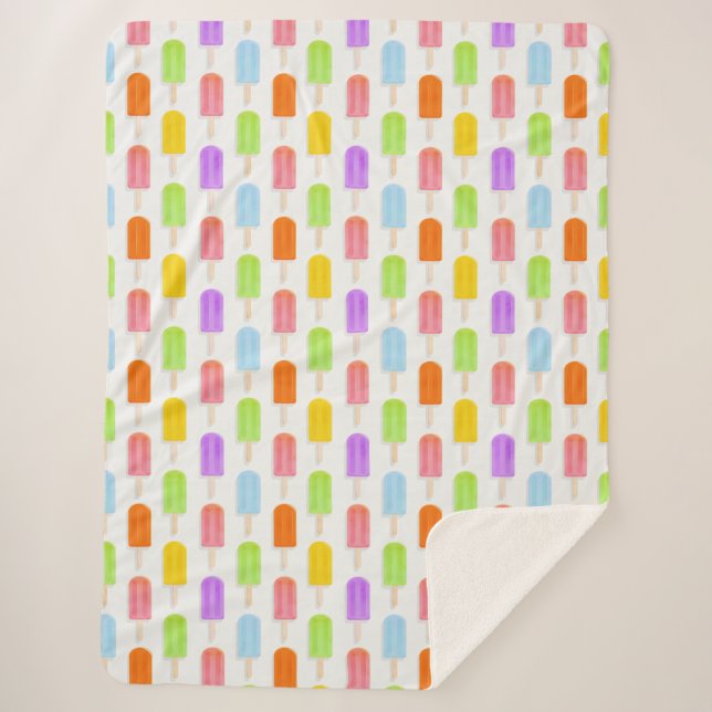 Summer Rainbow Popsicles Pattern Sherpa Blanket (Front)