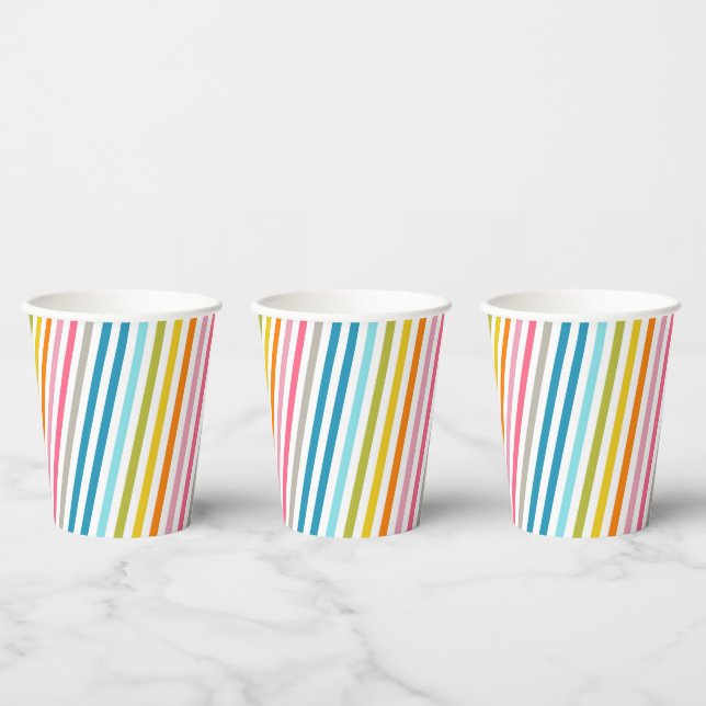 Summer Rainbow Stripes Paper Cups (Multi)