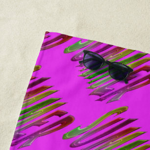 Summer Rainbow Typography Pattern Pink Beach Towel