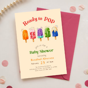 Summer Rainbow Watercolor Popsicles Baby Shower Invitation