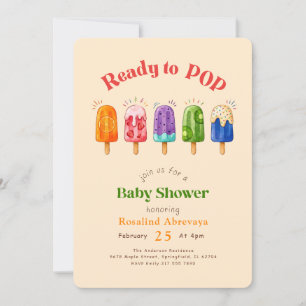Summer Rainbow Watercolor Popsicles Baby Shower Invitation