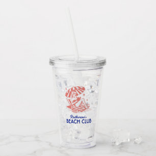 Summer Reading Blue Beach Club Party Acrylic Tumbler
