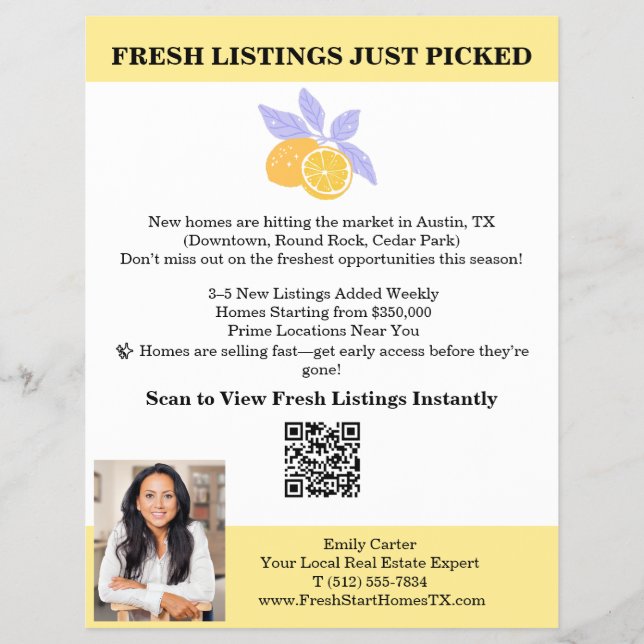Summer Realtor Marketing Flyer with QR Code (Front)