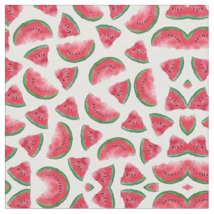 Summer Red Green Watermelon Watercolor Pattern Fabric