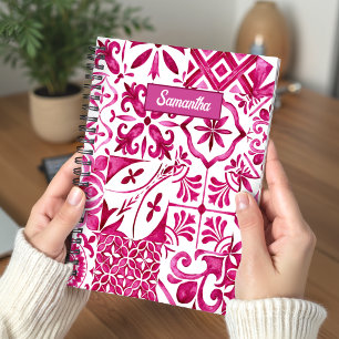 Summer Red Majolica Sicilian Tiles Notebook