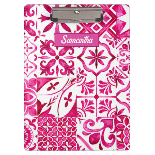 Summer Red Sicilian Majolica Tile Pattern Clipboard