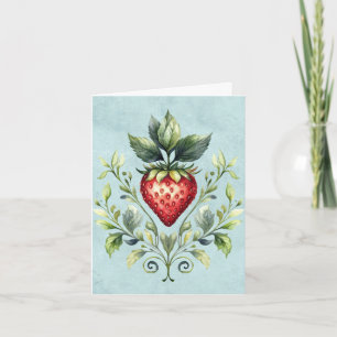 Summer Red Strawberry Motif Note Card