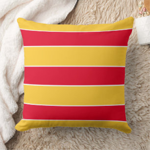 Summer Red Stripes on Sunset Yellow Throw Pillow