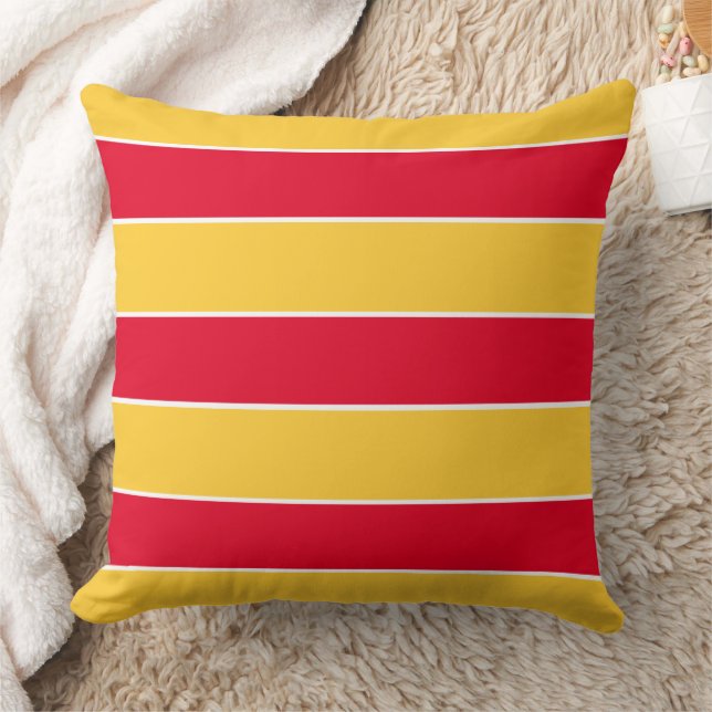 Summer Red Stripes on Sunset Yellow Throw Pillow (Blanket)