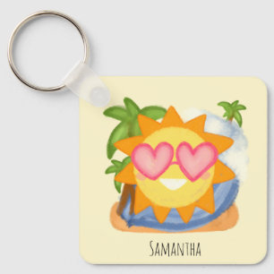 Summer Relaxing Vacation Sun Keychain