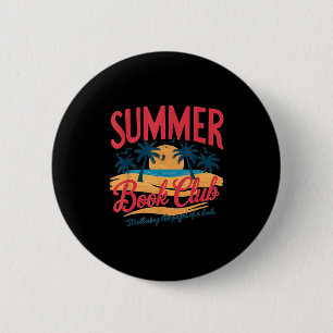 Summer Retro Book Club Funny Beach Vacation  2 Inch Round Button