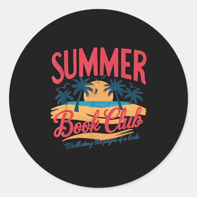 Summer Retro Book Club Funny Beach Vacation  Classic Round Sticker (Front)