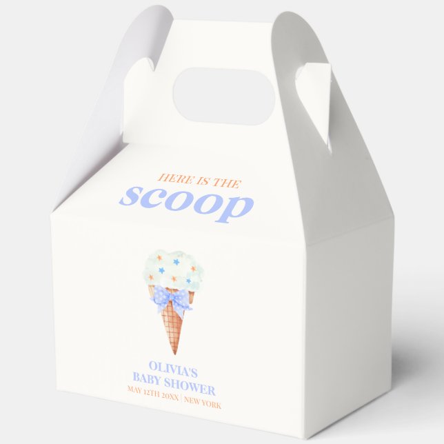 Summer Retro Bow Star Ice Cream Baby Shower Favor Box (Back)