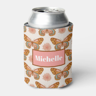 Summer Retro Butterfly Print Can Cooler