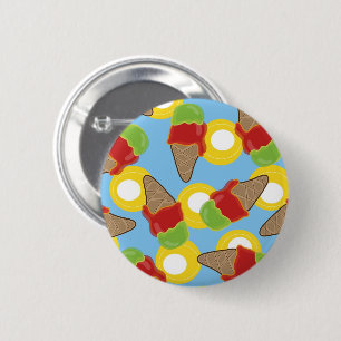 Summer Retro Cherry & Lime Ice Cream Cones Pattern 2 Inch Round Button