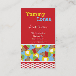 Summer Retro Cherry & Lime Ice Cream Cones Pattern Business Card