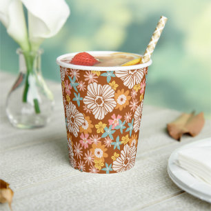 Summer Retro Flower Pattern Paper Cups