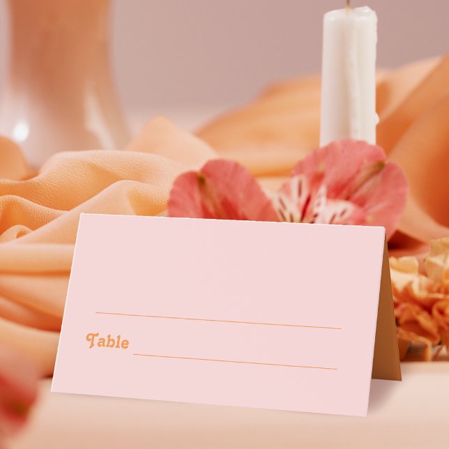 Summer Retro Pink Orange Tropical Wedding Place Card (Creator Uploaded)