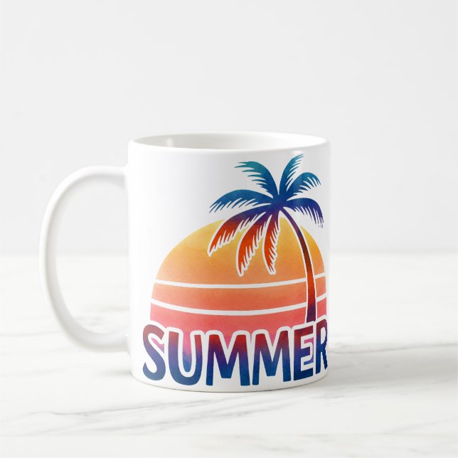 Summer retro sunset palm tree coffee mug (Left)