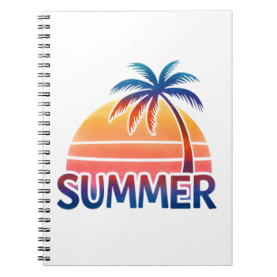 Summer retro sunset palm tree notebook
