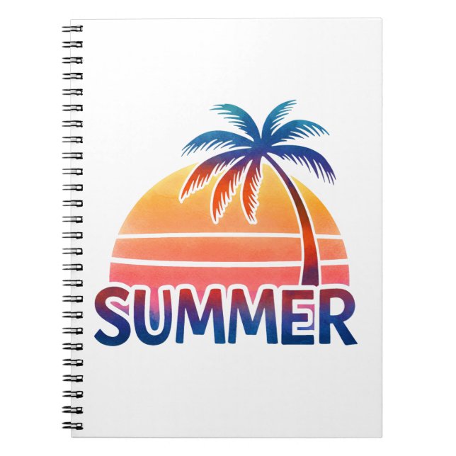 Summer retro sunset palm tree notebook (Front)