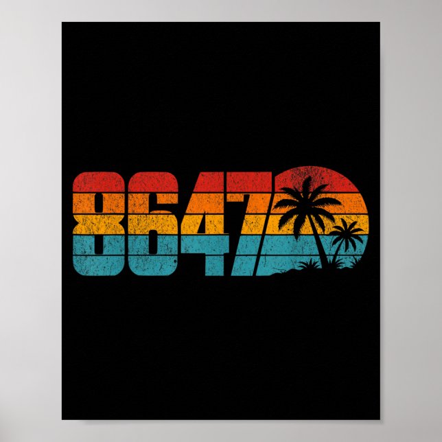 Summer Retro Sunset Vintage es Palm Trees Poster (Front)