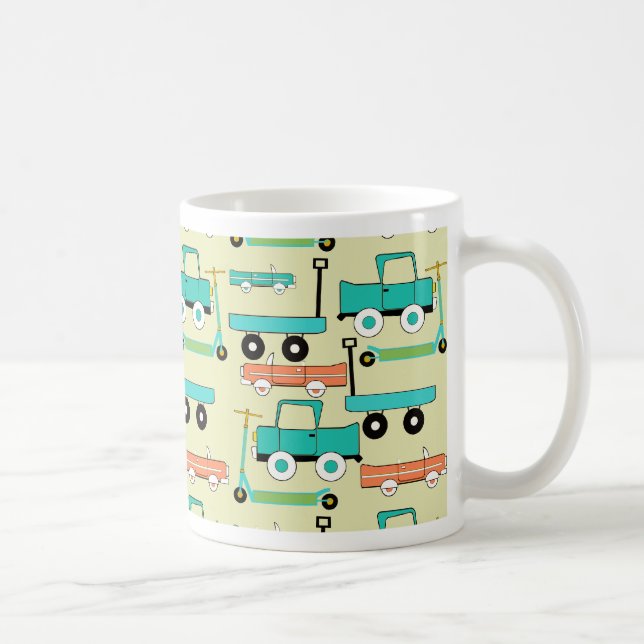 Summer Retro Wheels Scooters Cars Wagons Trucks Coffee Mug (Right)