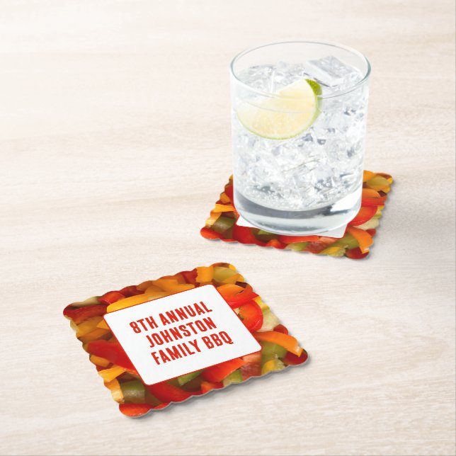 Summer Reunion Colourful Photo BBQ Family Picnic Paper Coaster (Insitu)